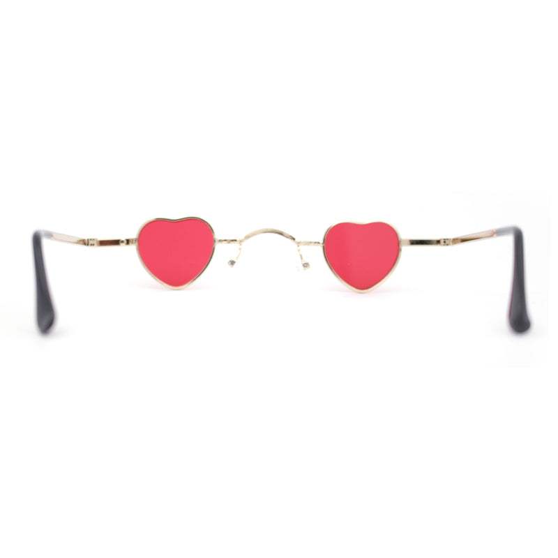 Tiny Heart Shape Pop Hippie Color Metal Rim Sunglasses