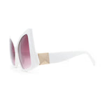 Womens Down Temple Swan Arm Thick Plastic 80s Sunglasses