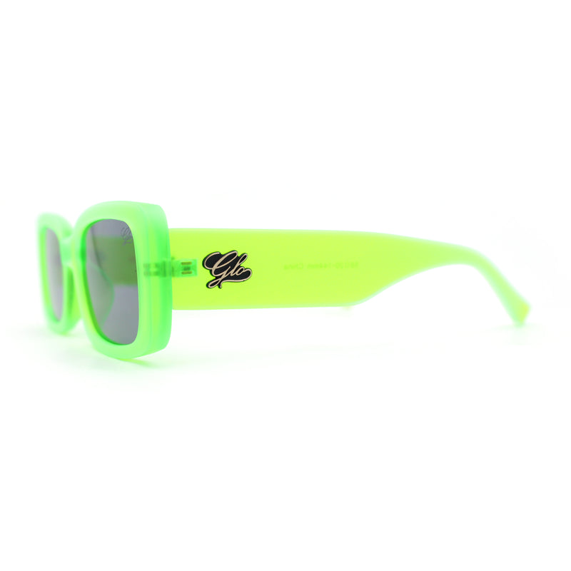 Frost Neon Glo Mod Fashion Rectangular Clout Plastic Sunglasses