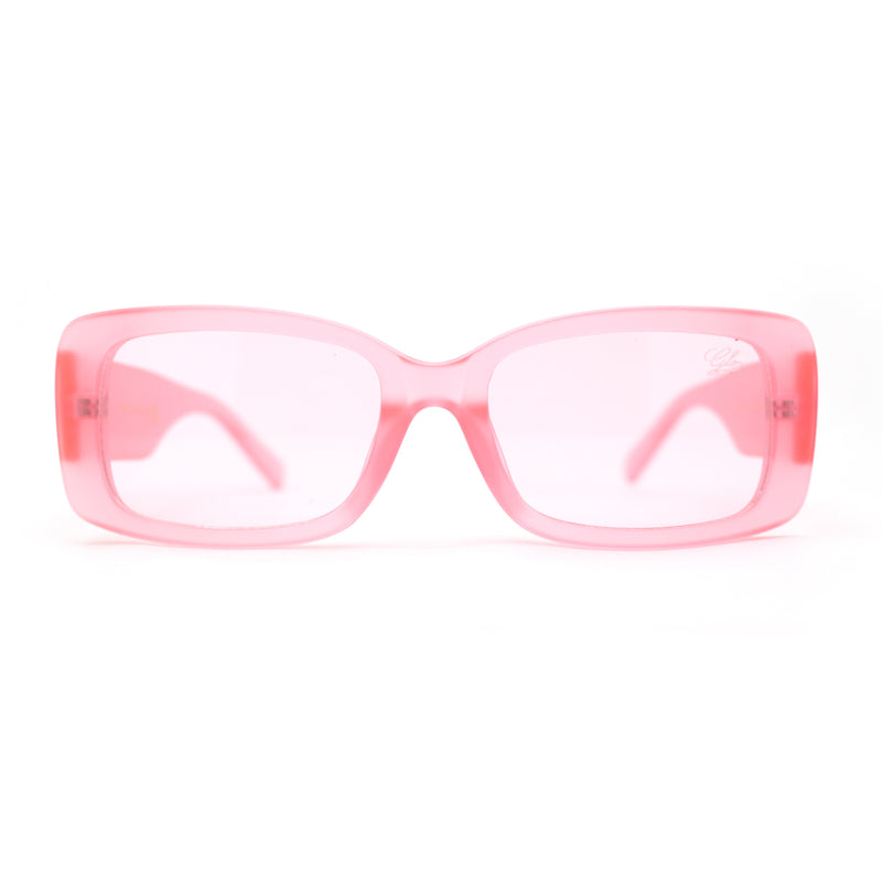 Frost Neon Glo Mod Fashion Rectangular Clout Plastic Sunglasses