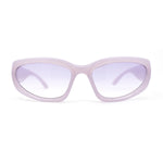 Womens Trendy 90s Sports Style Wrap Around Curved Plastic Sunglasses