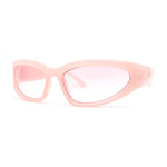 Womens Trendy 90s Sports Style Wrap Around Curved Plastic Sunglasses