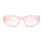 Womens Trendy 90s Sports Style Wrap Around Curved Plastic Sunglasses