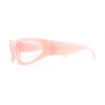 Womens Trendy 90s Sports Style Wrap Around Curved Plastic Sunglasses