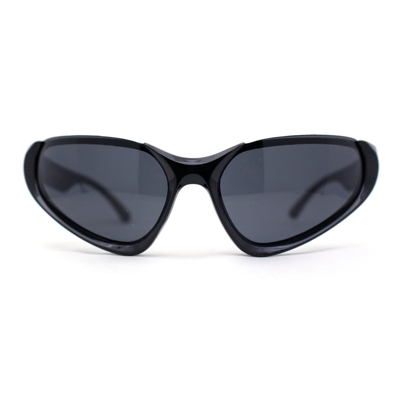 High Fashion Cropped Top 90s Sports Style Wrap Around Plastic Sunglasses