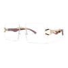 Cougar OG Gangster Rapper Clear Lens Rimless Wood Buffs Eyeglasses