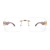 Cougar OG Gangster Rapper Clear Lens Rimless Wood Buffs Eyeglasses