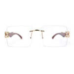 Cougar OG Gangster Rapper Clear Lens Rimless Wood Buffs Eyeglasses