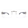 Cougar OG Gangster Rapper Clear Lens Rimless Wood Buffs Eyeglasses