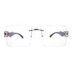 Cougar OG Gangster Rapper Clear Lens Rimless Wood Buffs Eyeglasses