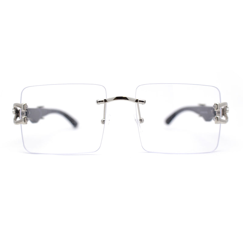 Cougar OG Gangster Rapper Clear Lens Rimless Wood Buffs Eyeglasses