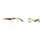 Cougar OG Gangster Rapper Clear Lens Rimless Wood Buffs Eyeglasses