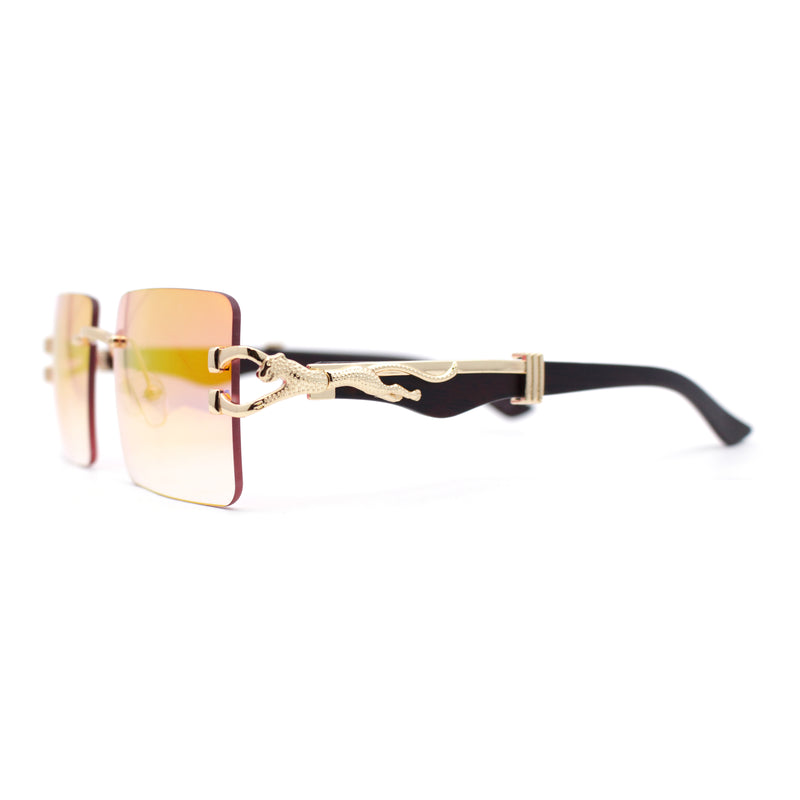 Leopard OG Gangster Rapper Rimless Wood Buffs Sunglasses