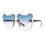 Kids Childs Rimless Teddy Bear Shape Bevel Lens Plastic Sunglasses