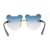 Kids Childs Rimless Teddy Bear Shape Bevel Lens Plastic Sunglasses