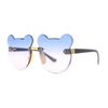 Kids Childs Rimless Teddy Bear Shape Bevel Lens Plastic Sunglasses