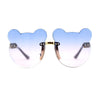 Kids Childs Rimless Teddy Bear Shape Bevel Lens Plastic Sunglasses