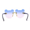 Kids Childs Rimless Teddy Bear Shape Bevel Lens Plastic Sunglasses