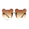 Kids Childs Rimless Teddy Bear Shape Bevel Lens Plastic Sunglasses