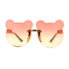 Kids Childs Rimless Teddy Bear Shape Bevel Lens Plastic Sunglasses