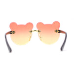 Kids Childs Rimless Teddy Bear Shape Bevel Lens Plastic Sunglasses