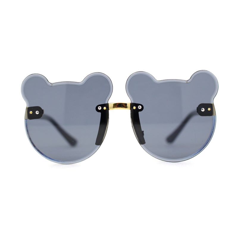 Kids Childs Rimless Teddy Bear Shape Bevel Lens Plastic Sunglasses