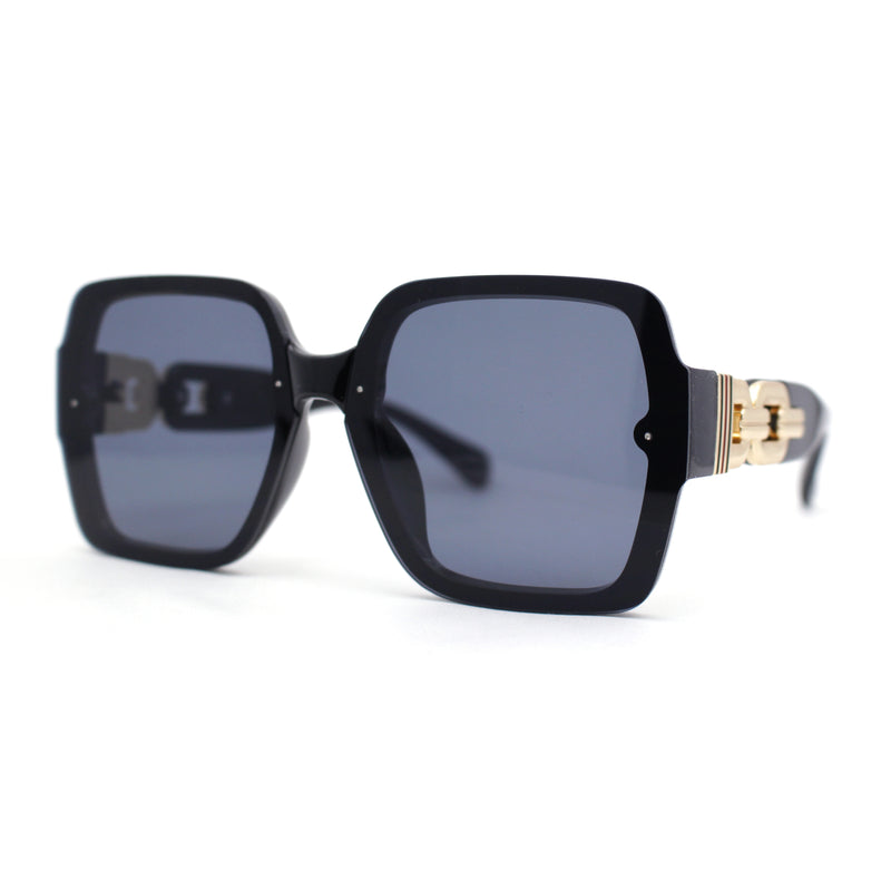 Womens Mod Rimless Jewel Chain Arm Oversize Rectangle Sunglasses
