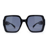 Womens Mod Rimless Jewel Chain Arm Oversize Rectangle Sunglasses