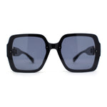Womens Mod Rimless Jewel Chain Arm Oversize Rectangle Sunglasses