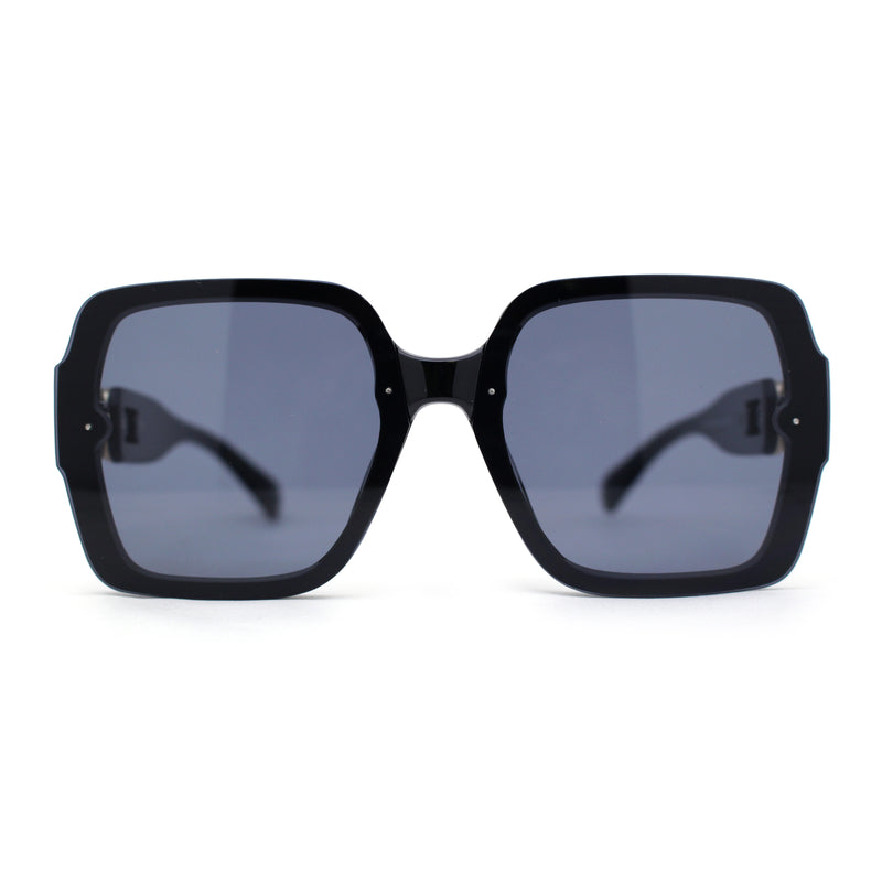 Womens Mod Rimless Jewel Chain Arm Oversize Rectangle Sunglasses