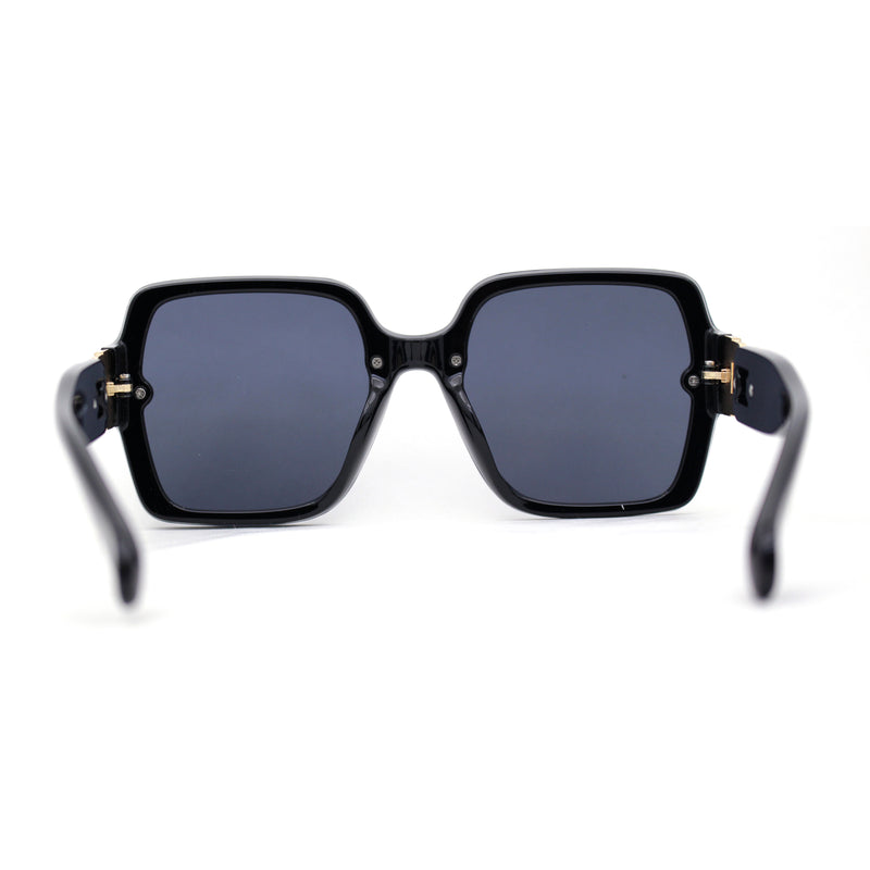Womens Mod Rimless Jewel Chain Arm Oversize Rectangle Sunglasses
