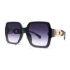 Womens Mod Rimless Jewel Chain Arm Oversize Rectangle Sunglasses