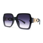 Womens Mod Rimless Jewel Chain Arm Oversize Rectangle Sunglasses