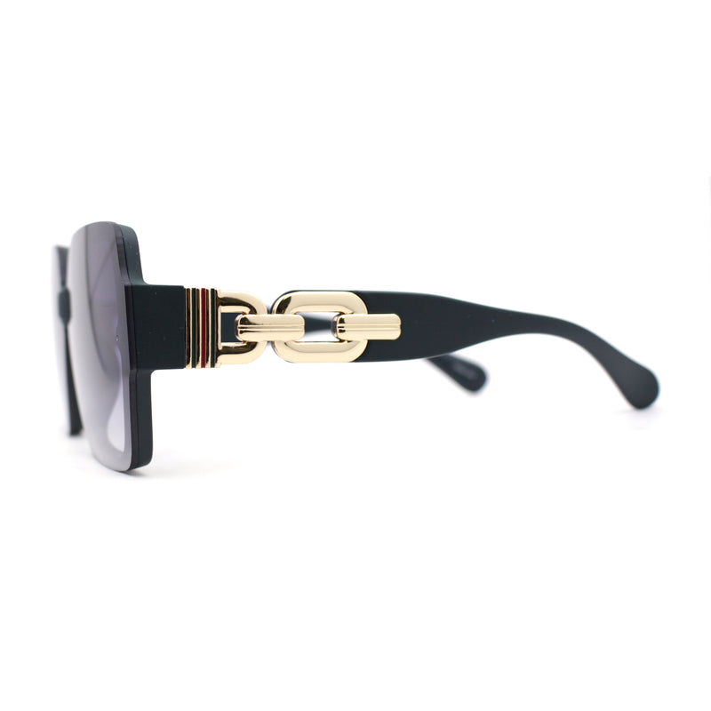 Womens Mod Rimless Jewel Chain Arm Oversize Rectangle Sunglasses