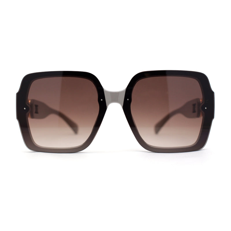 Womens Mod Rimless Jewel Chain Arm Oversize Rectangle Sunglasses