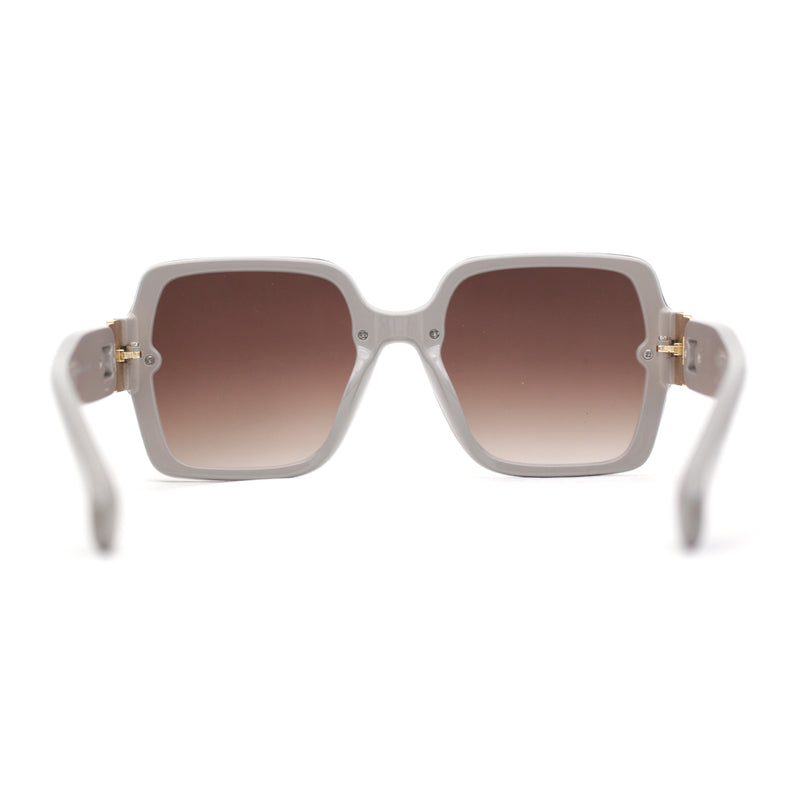 Womens Mod Rimless Jewel Chain Arm Oversize Rectangle Sunglasses