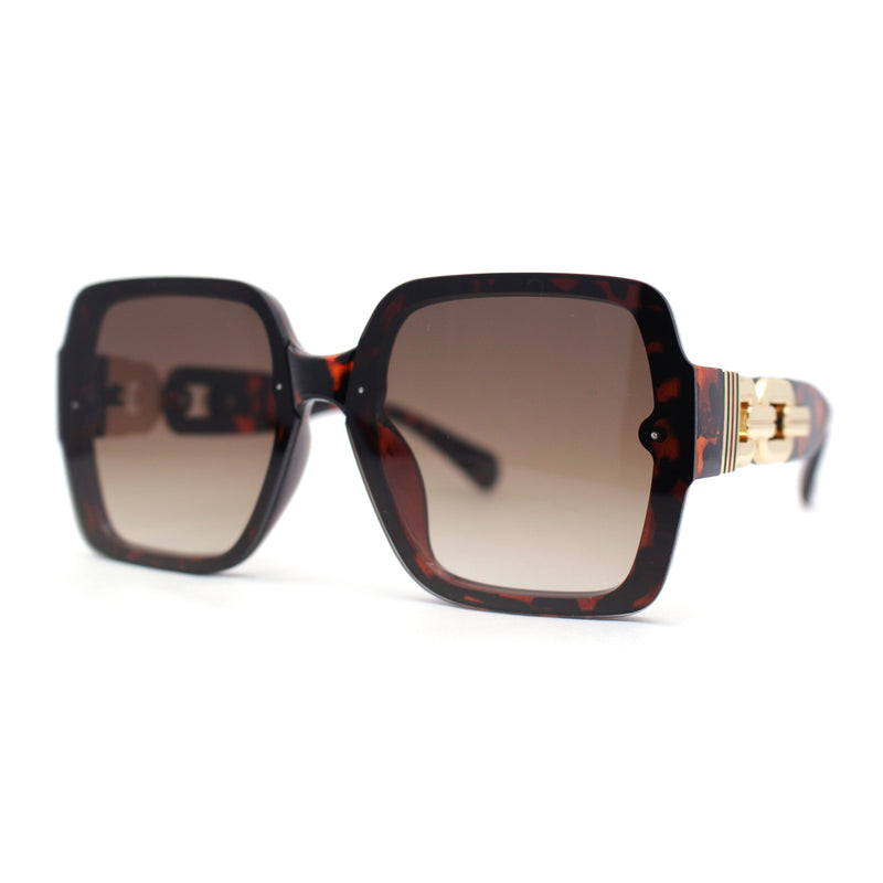 Womens Mod Rimless Jewel Chain Arm Oversize Rectangle Sunglasses
