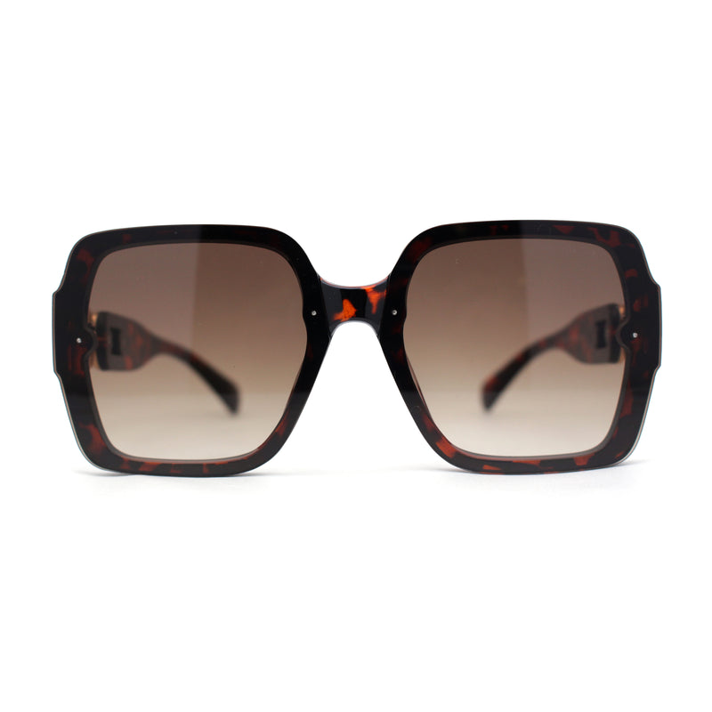 Womens Mod Rimless Jewel Chain Arm Oversize Rectangle Sunglasses