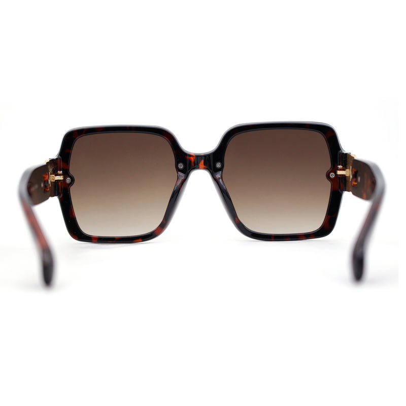 Womens Mod Rimless Jewel Chain Arm Oversize Rectangle Sunglasses