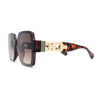 Womens Mod Rimless Jewel Chain Arm Oversize Rectangle Sunglasses