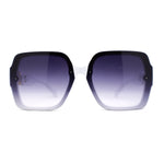 Womens Mod Rimless Jewel Chain Arm Oversize Rectangle Sunglasses