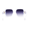 Womens Mod Rimless Jewel Chain Arm Oversize Rectangle Sunglasses