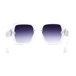 Womens Mod Rimless Jewel Chain Arm Oversize Rectangle Sunglasses