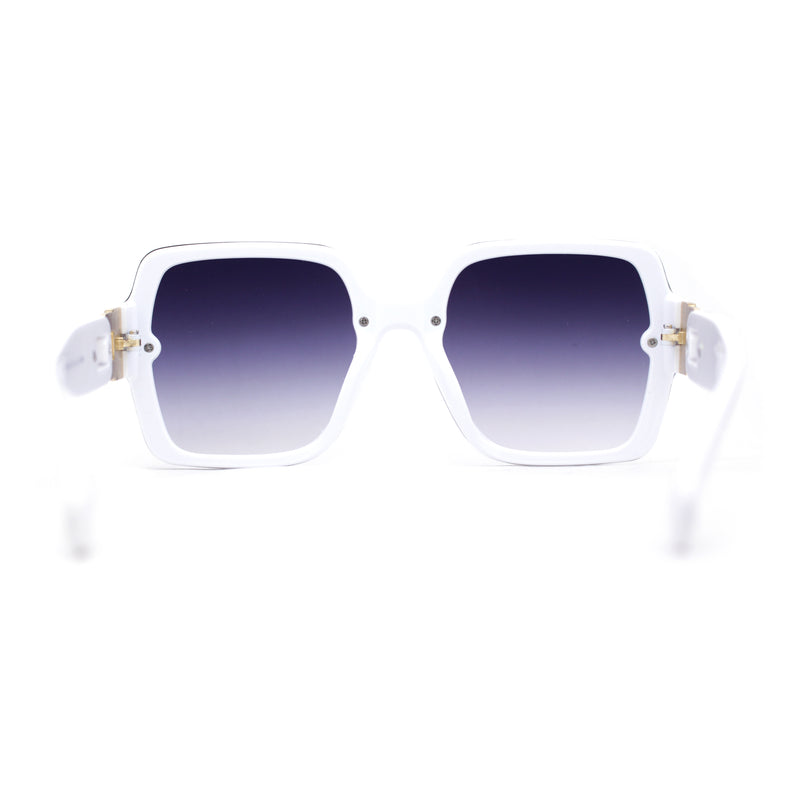 Womens Mod Rimless Jewel Chain Arm Oversize Rectangle Sunglasses