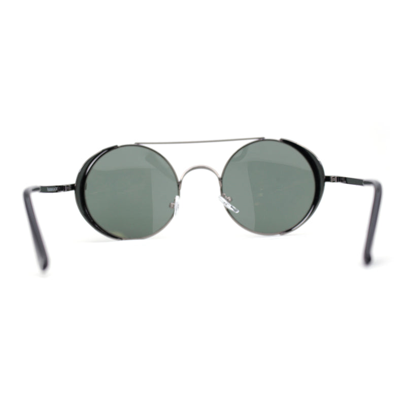 Round Circle Lens Side Windbreaker Retro Double Bridge Cafe Racer Sunglasses