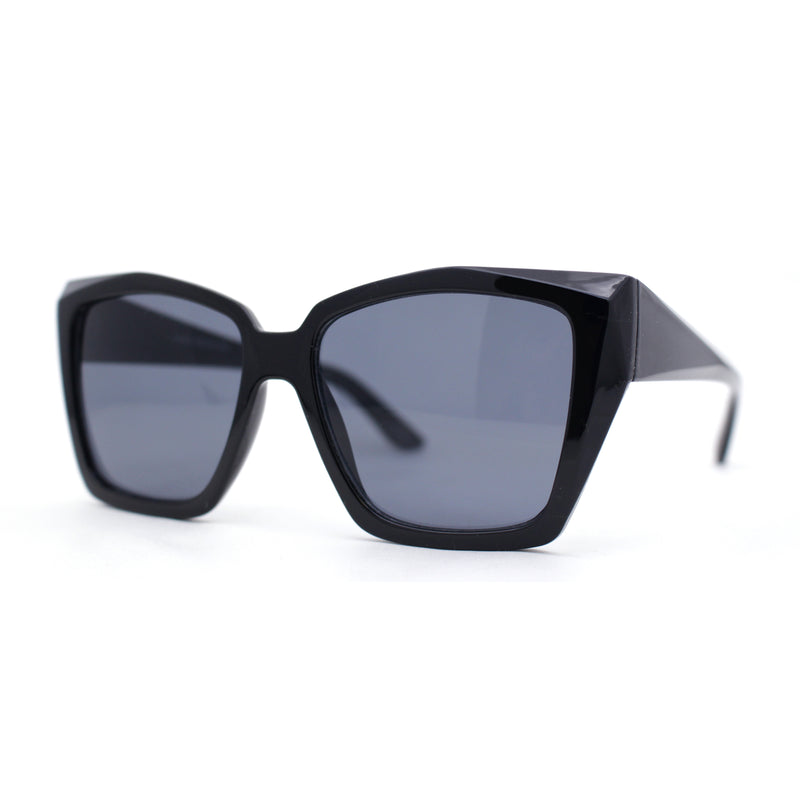 Womens Thick Bevel Geometric Cut Plastic Butterfly Sunglasses