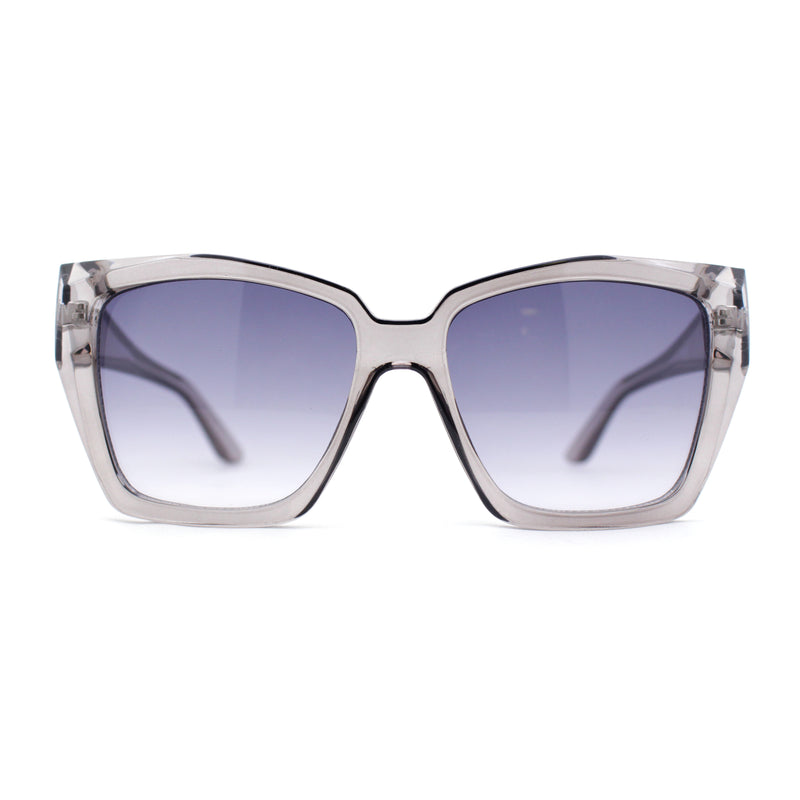 Womens Thick Bevel Geometric Cut Plastic Butterfly Sunglasses