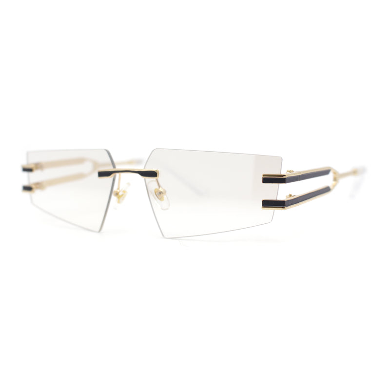 Luxurious Rimless Geometric Metal Frame Designer Style Sunglasses