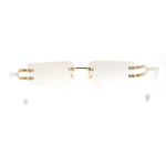 Luxurious Rimless Geometric Metal Frame Designer Style Sunglasses