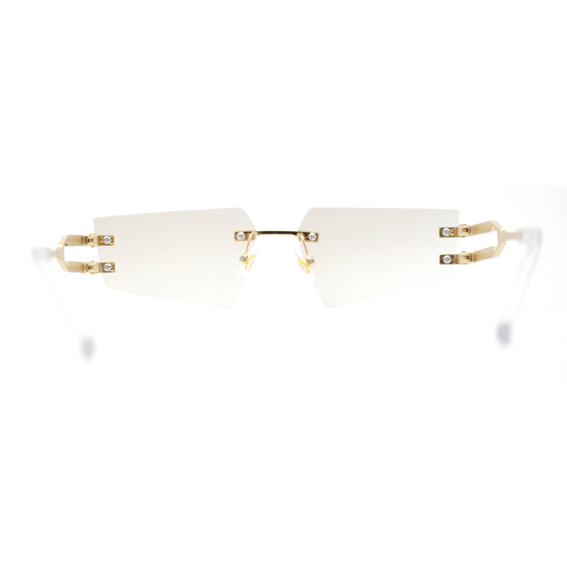 Luxurious Rimless Geometric Metal Frame Designer Style Sunglasses